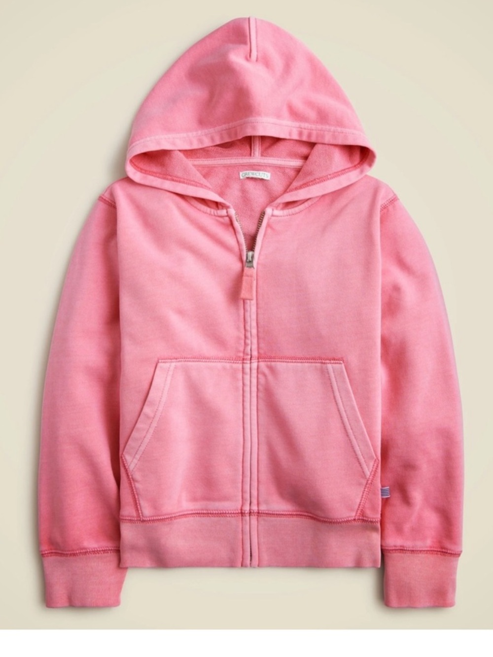 New with tags J.Crew KID BY Crewcuts garment dyed zip up Pink Hoodie